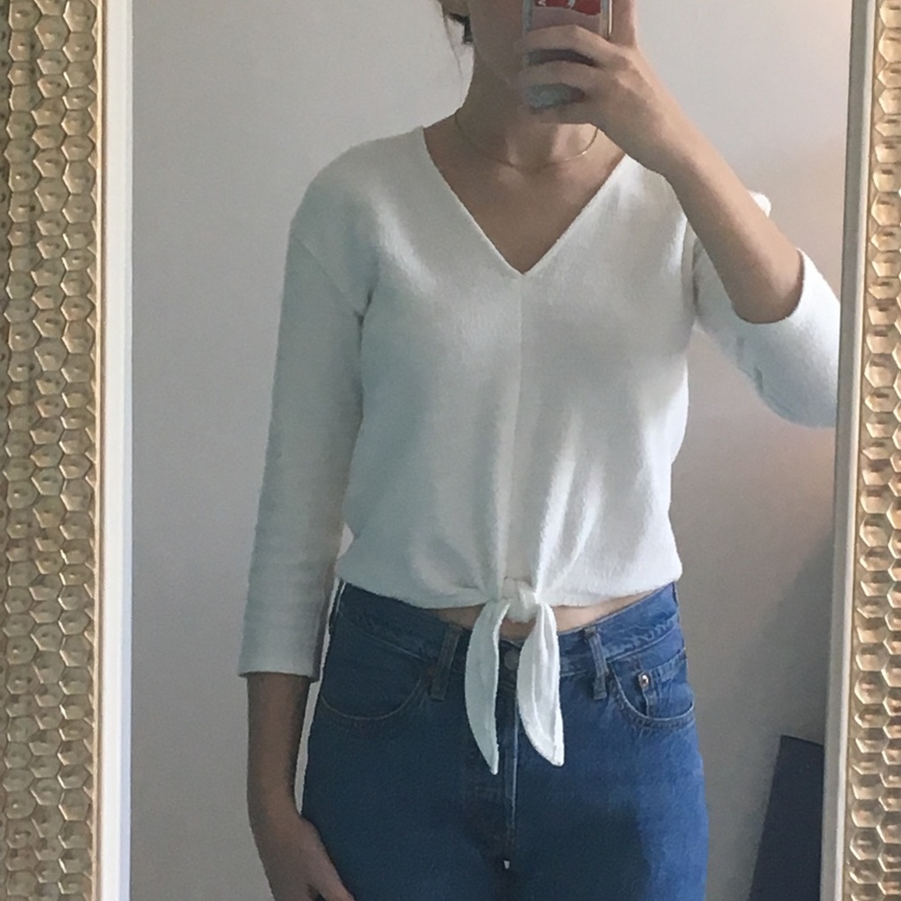 Madewell White Tie Blouse